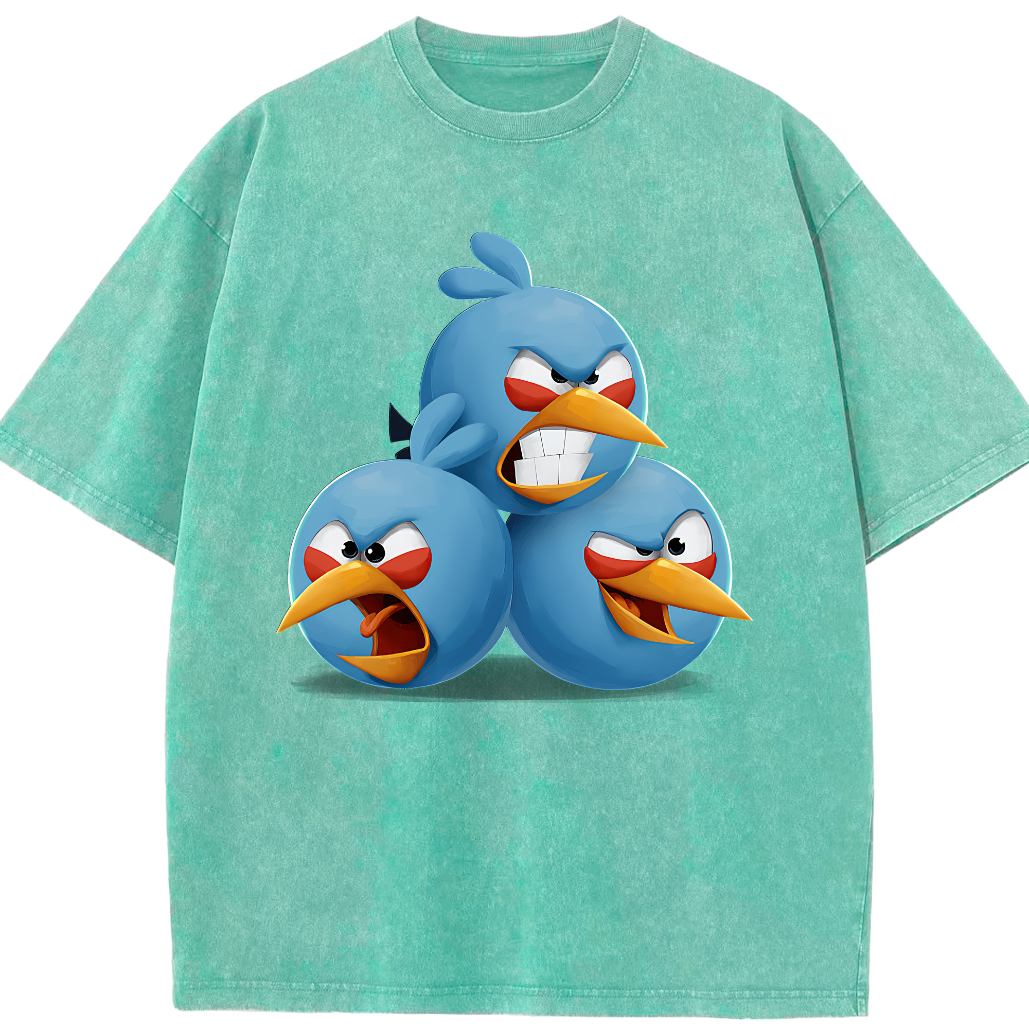 （画像用） Angry Birds アングリーバード 綿100% ヴィンテージ風 半袖Tシャツ（フロントプリント）